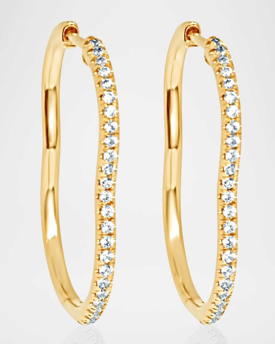 18K Berceau Pave Diamond Hoop Earrings